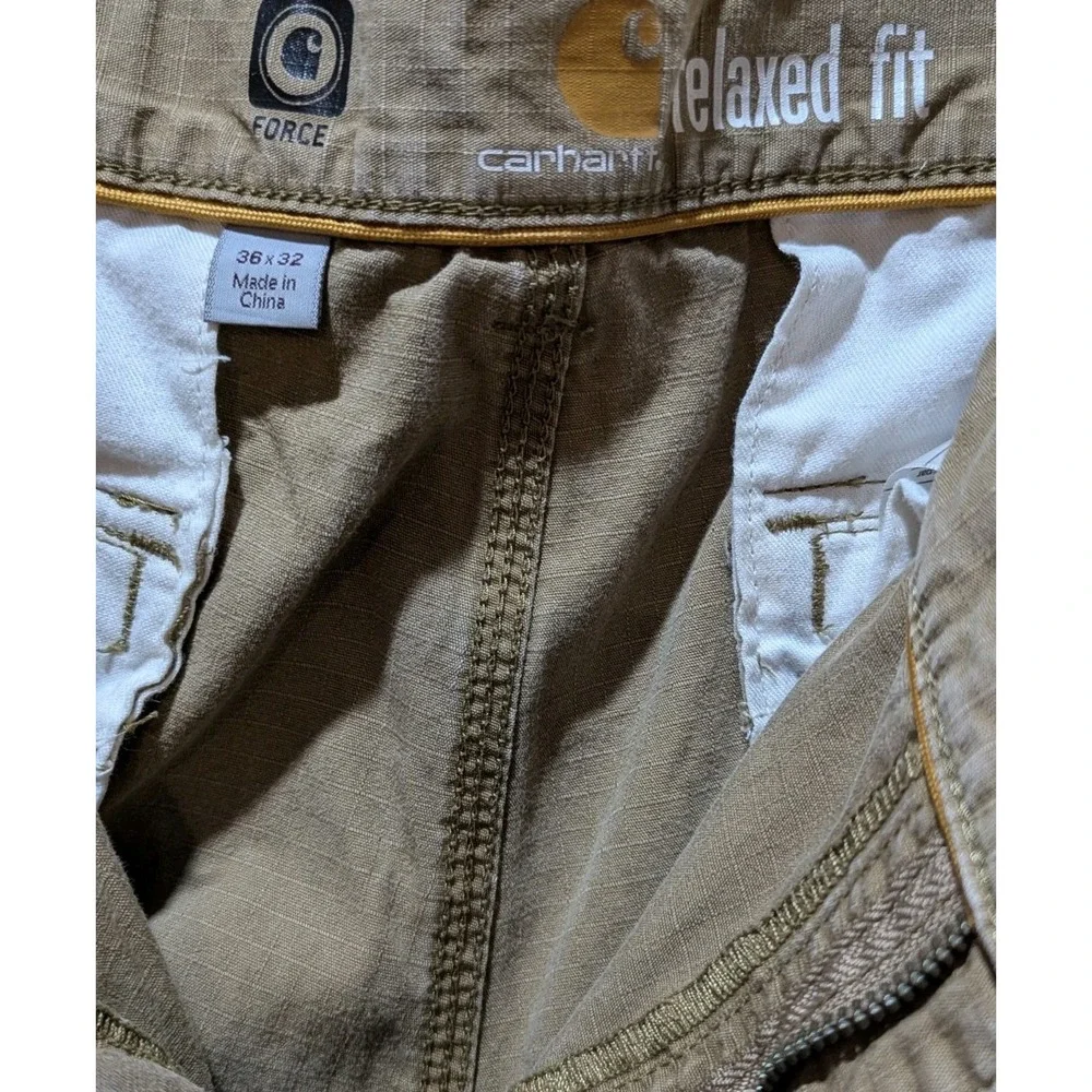 Carhartt Force Relaxed Fit Ripstop Cargo Work Pants Men 38 x 32 Tan Heavy Cotton